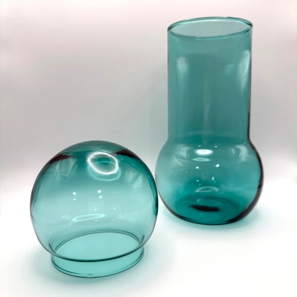 Vintage MCM Space Age Retro Apothecary Canister‎ Federal Glass Roly Poly Blue